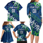 Personalized Canberra Raiders Rugby Family Matching Long Sleeve Bodycon Dress and Hawaiian Shirt Urban Street Graffiti Style - Distressed Splatter Elements