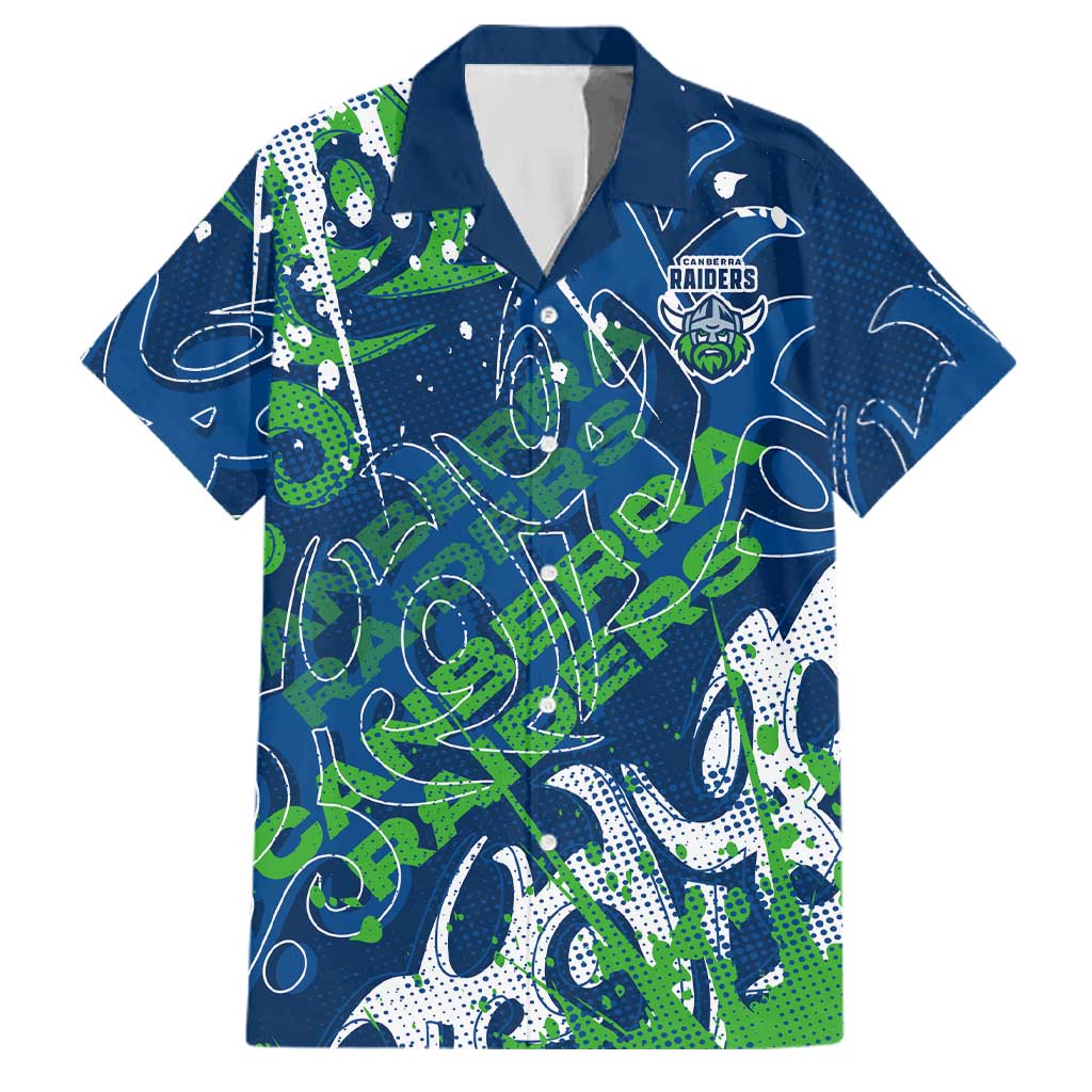 Personalized Canberra Raiders Rugby Family Matching Mermaid Dress and Hawaiian Shirt Urban Street Graffiti Style - Distressed Splatter Elements