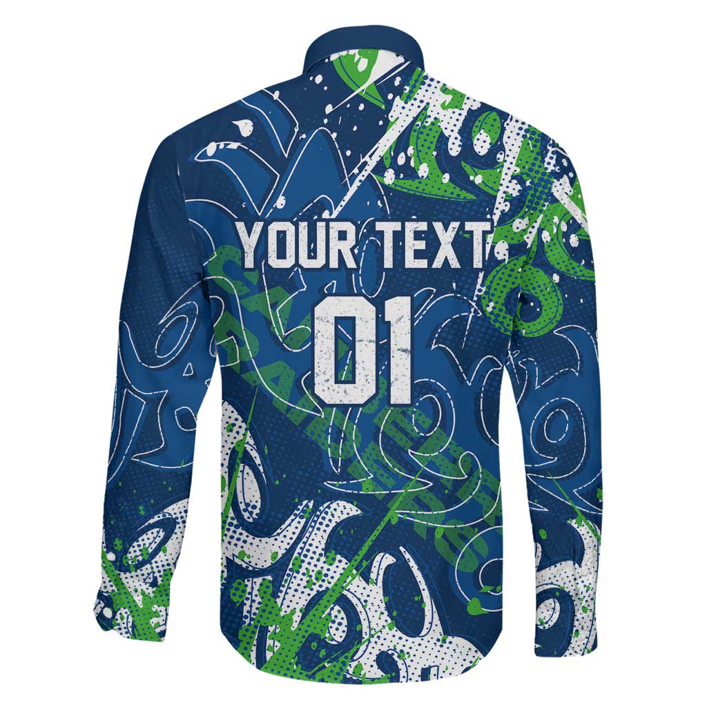 Personalized Canberra Raiders Rugby Family Matching Off The Shoulder Long Sleeve Dress and Hawaiian Shirt Urban Street Graffiti Style - Distressed Splatter Elements