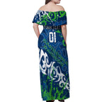 Personalized Canberra Raiders Rugby Family Matching Off Shoulder Maxi Dress and Hawaiian Shirt Urban Street Graffiti Style - Distressed Splatter Elements