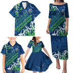 Personalized Canberra Raiders Rugby Family Matching Puletasi and Hawaiian Shirt Urban Street Graffiti Style - Distressed Splatter Elements
