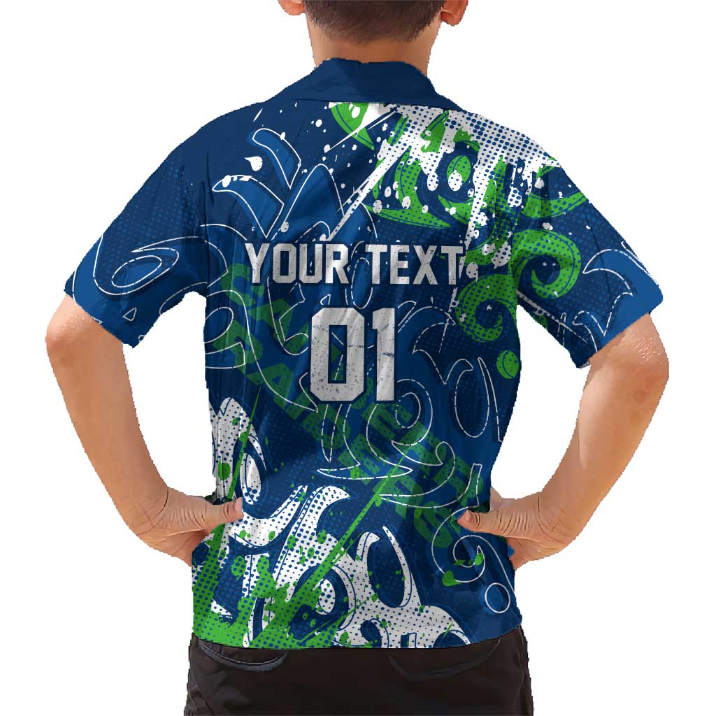 Personalized Canberra Raiders Rugby Family Matching Puletasi and Hawaiian Shirt Urban Street Graffiti Style - Distressed Splatter Elements
