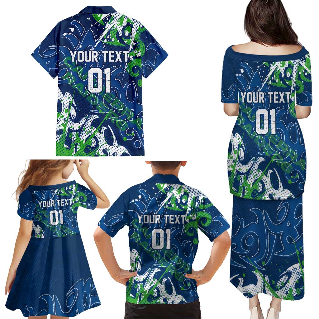 Personalized Canberra Raiders Rugby Family Matching Puletasi and Hawaiian Shirt Urban Street Graffiti Style - Distressed Splatter Elements