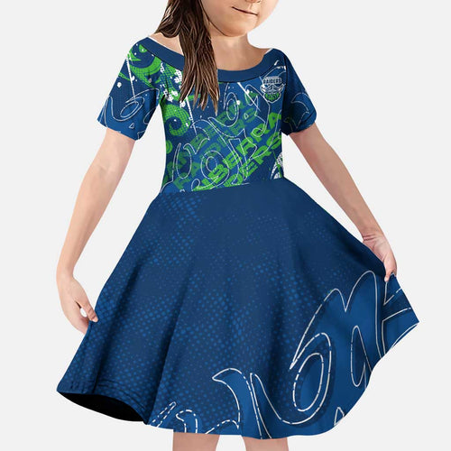 Personalized Canberra Raiders Rugby Family Matching Short Sleeve Bodycon Dress and Hawaiian Shirt Urban Street Graffiti Style - Distressed Splatter Elements