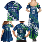 Personalized Canberra Raiders Rugby Family Matching Summer Maxi Dress and Hawaiian Shirt Urban Street Graffiti Style - Distressed Splatter Elements