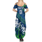 Personalized Canberra Raiders Rugby Family Matching Summer Maxi Dress and Hawaiian Shirt Urban Street Graffiti Style - Distressed Splatter Elements