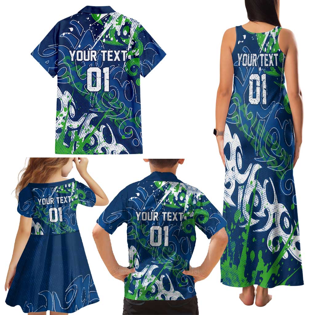 Personalized Canberra Raiders Rugby Family Matching Tank Maxi Dress and Hawaiian Shirt Urban Street Graffiti Style - Distressed Splatter Elements