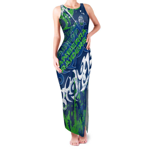 Personalized Canberra Raiders Rugby Family Matching Tank Maxi Dress and Hawaiian Shirt Urban Street Graffiti Style - Distressed Splatter Elements