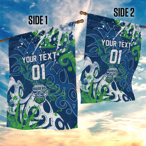 Personalized Canberra Raiders Rugby Garden Flag Urban Street Graffiti Style - Distressed Splatter Elements