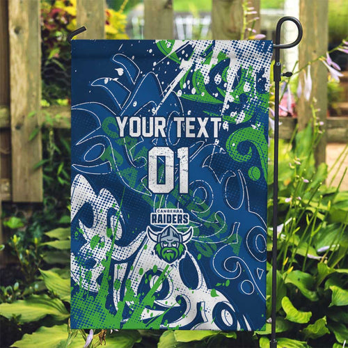 Personalized Canberra Raiders Rugby Garden Flag Urban Street Graffiti Style - Distressed Splatter Elements
