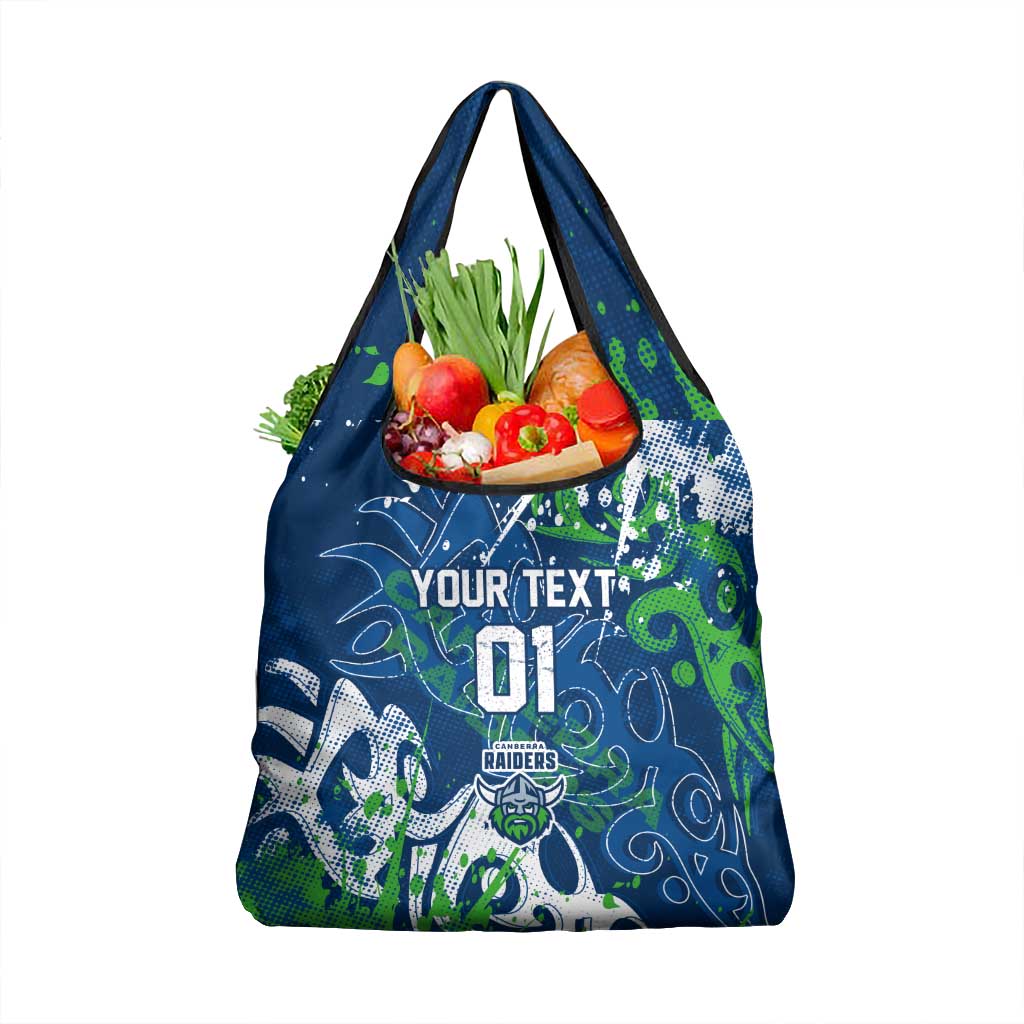 Personalized Canberra Raiders Rugby Grocery Bag Urban Street Graffiti Style - Distressed Splatter Elements