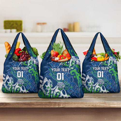 Personalized Canberra Raiders Rugby Grocery Bag Urban Street Graffiti Style - Distressed Splatter Elements