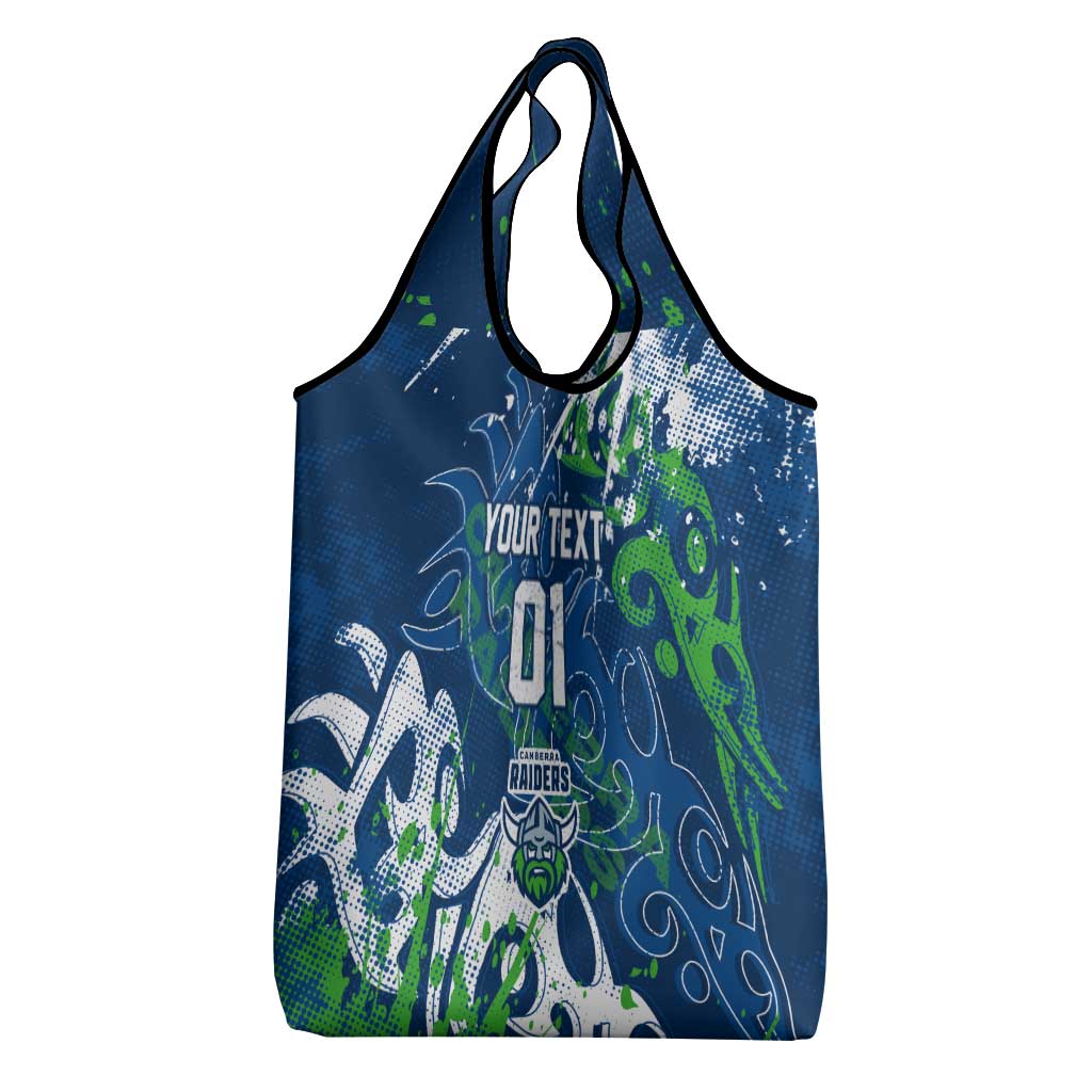 Personalized Canberra Raiders Rugby Grocery Bag Urban Street Graffiti Style - Distressed Splatter Elements