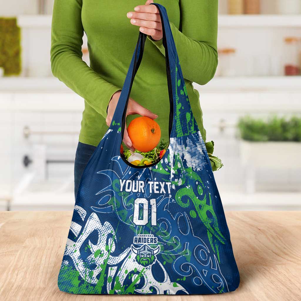 Personalized Canberra Raiders Rugby Grocery Bag Urban Street Graffiti Style - Distressed Splatter Elements