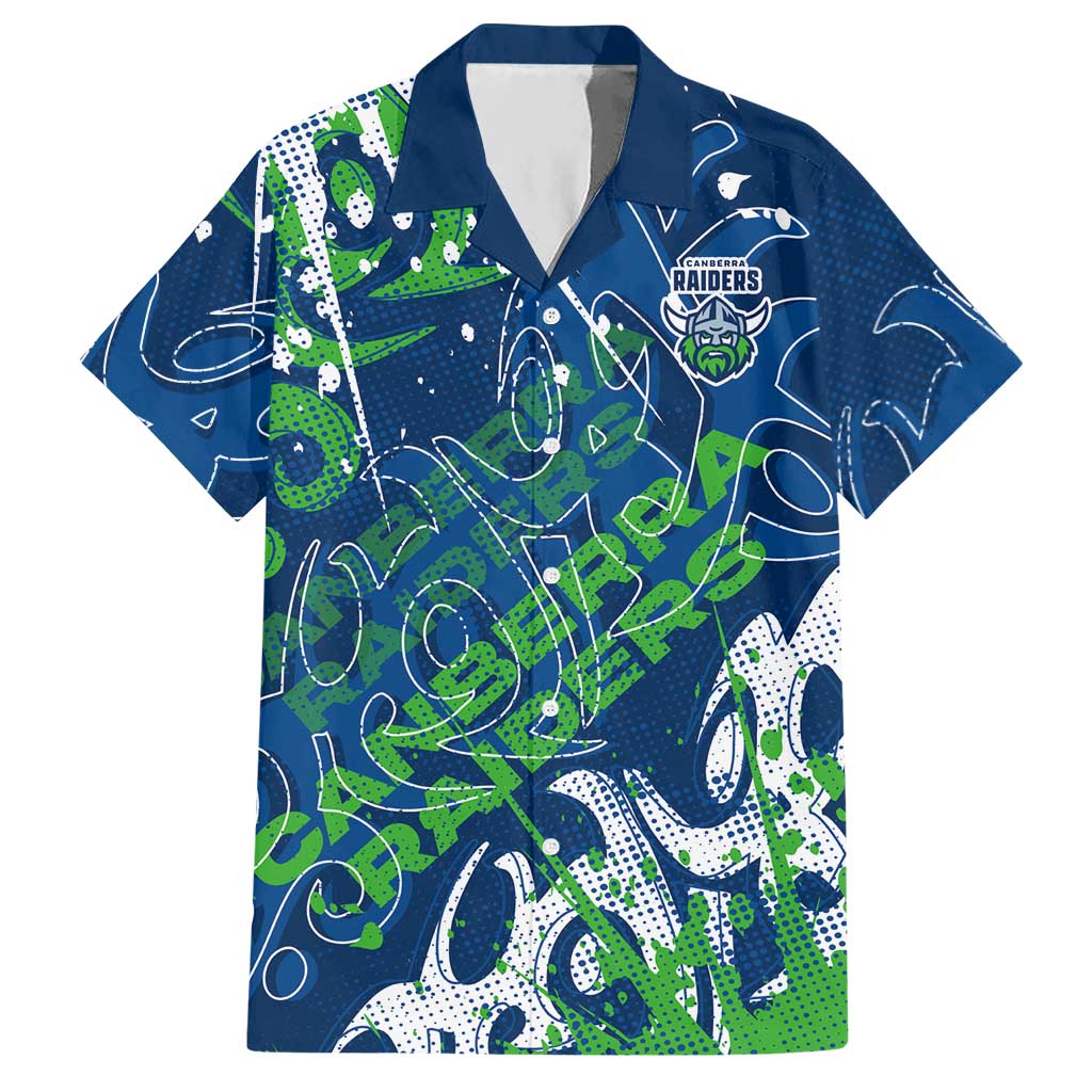 Personalized Canberra Raiders Rugby Hawaiian Shirt Urban Street Graffiti Style - Distressed Splatter Elements