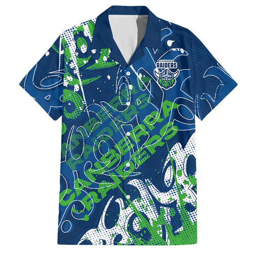 Personalized Canberra Raiders Rugby Hawaiian Shirt Urban Street Graffiti Style - Distressed Splatter Elements