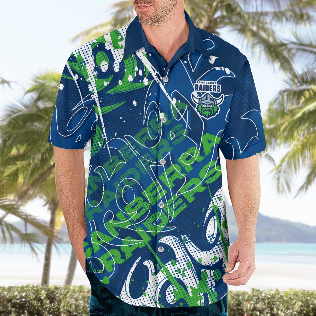 Personalized Canberra Raiders Rugby Hawaiian Shirt Urban Street Graffiti Style - Distressed Splatter Elements