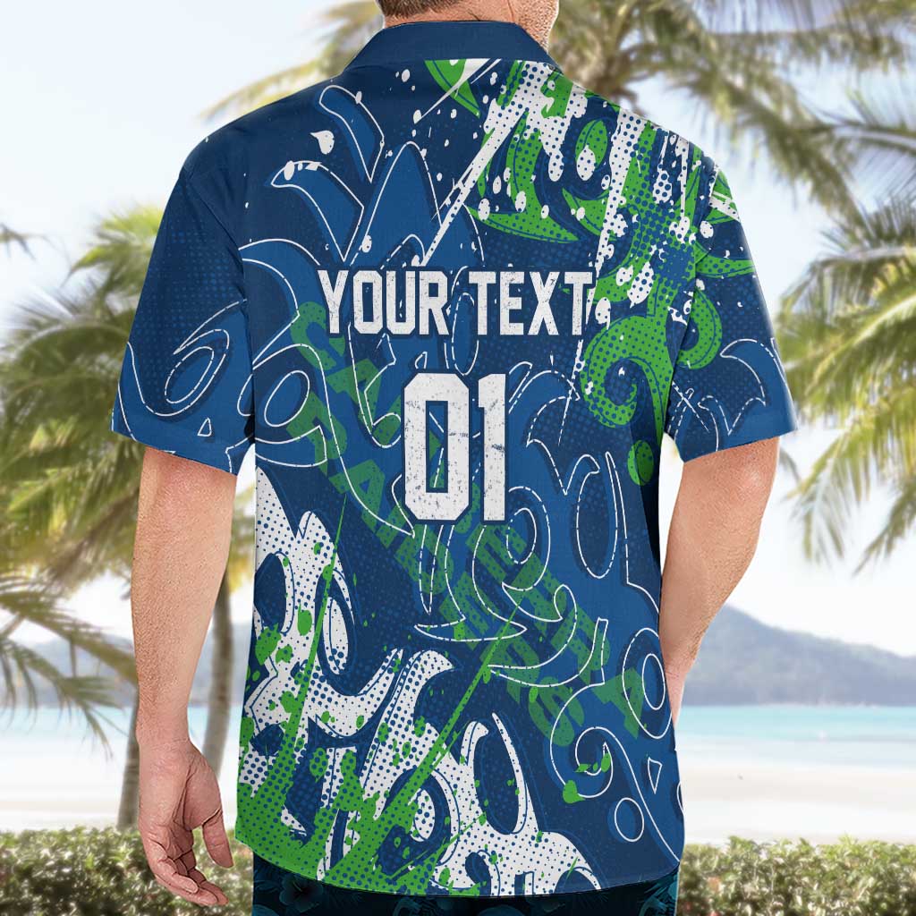 Personalized Canberra Raiders Rugby Hawaiian Shirt Urban Street Graffiti Style - Distressed Splatter Elements