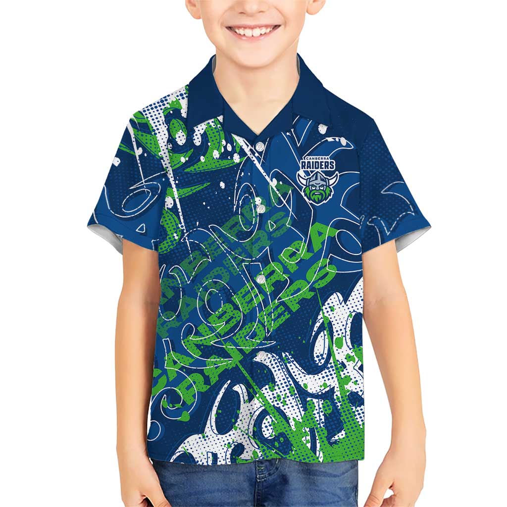 Personalized Canberra Raiders Rugby Hawaiian Shirt Urban Street Graffiti Style - Distressed Splatter Elements