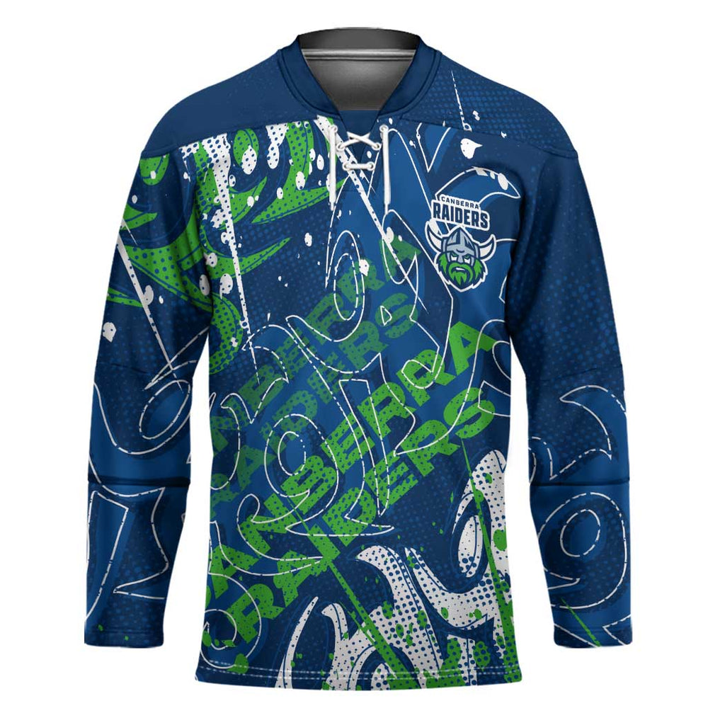 Personalized Canberra Raiders Rugby Hockey Jersey Urban Street Graffiti Style - Distressed Splatter Elements