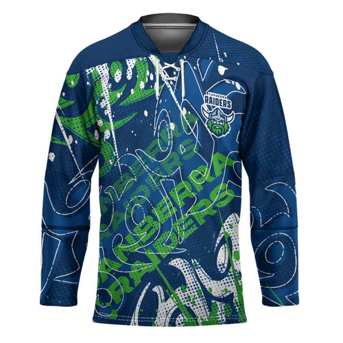 Personalized Canberra Raiders Rugby Hockey Jersey Urban Street Graffiti Style - Distressed Splatter Elements