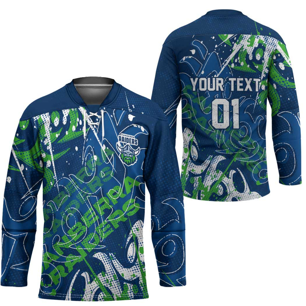 Personalized Canberra Raiders Rugby Hockey Jersey Urban Street Graffiti Style - Distressed Splatter Elements