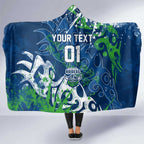 Personalized Canberra Raiders Rugby Hooded Blanket Urban Street Graffiti Style - Distressed Splatter Elements