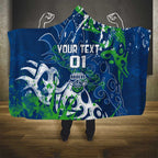 Personalized Canberra Raiders Rugby Hooded Blanket Urban Street Graffiti Style - Distressed Splatter Elements