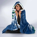 Personalized Canberra Raiders Rugby Hooded Blanket Urban Street Graffiti Style - Distressed Splatter Elements