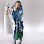 Personalized Canberra Raiders Rugby Hooded Blanket Urban Street Graffiti Style - Distressed Splatter Elements