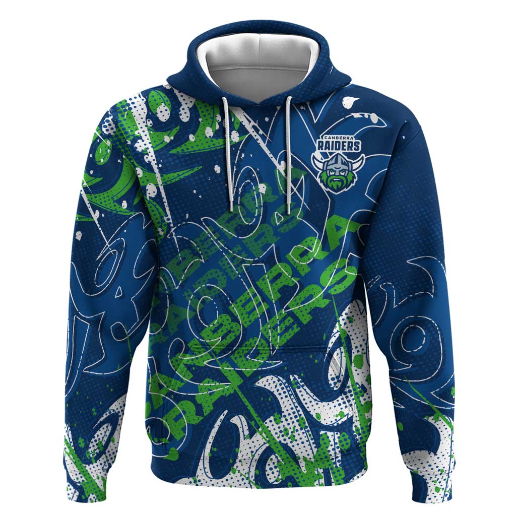 Personalized Canberra Raiders Rugby Hoodie Urban Street Graffiti Style - Distressed Splatter Elements