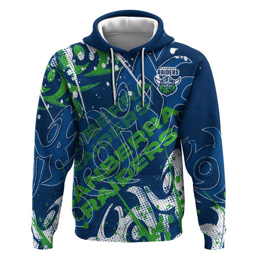 Personalized Canberra Raiders Rugby Hoodie Urban Street Graffiti Style - Distressed Splatter Elements