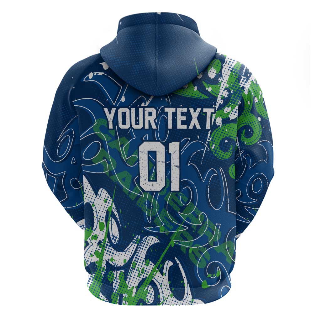 Personalized Canberra Raiders Rugby Hoodie Urban Street Graffiti Style - Distressed Splatter Elements