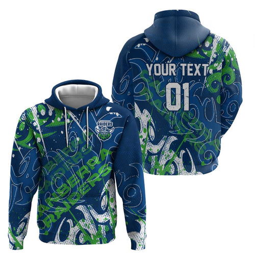 Personalized Canberra Raiders Rugby Hoodie Urban Street Graffiti Style - Distressed Splatter Elements