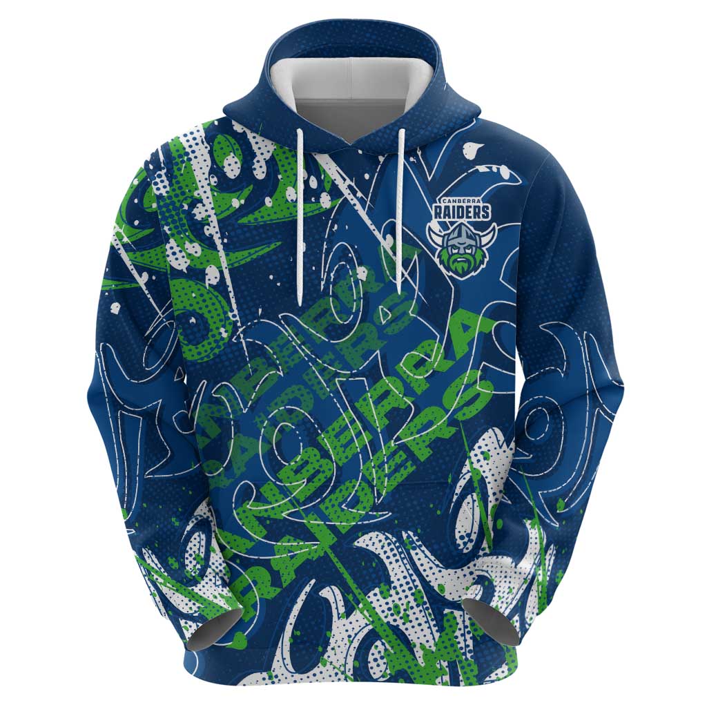Personalized Canberra Raiders Rugby Hoodie Urban Street Graffiti Style - Distressed Splatter Elements