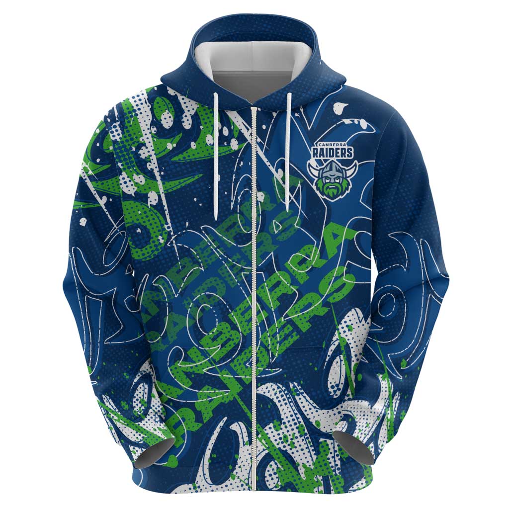 Personalized Canberra Raiders Rugby Hoodie Urban Street Graffiti Style - Distressed Splatter Elements
