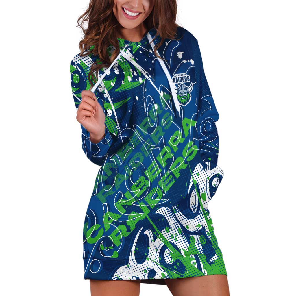 Personalized Canberra Raiders Rugby Hoodie Dress Urban Street Graffiti Style - Distressed Splatter Elements