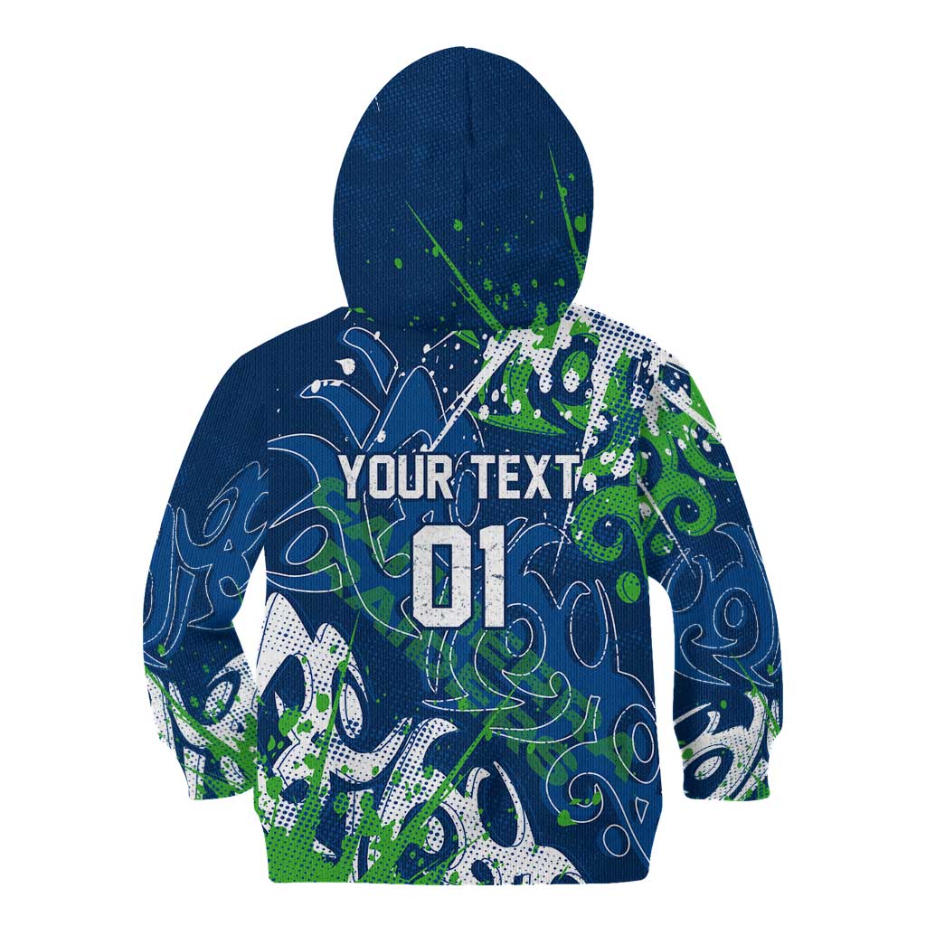 Personalized Canberra Raiders Rugby Kid Hoodie Urban Street Graffiti Style - Distressed Splatter Elements