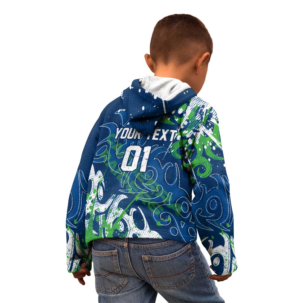 Personalized Canberra Raiders Rugby Kid Hoodie Urban Street Graffiti Style - Distressed Splatter Elements