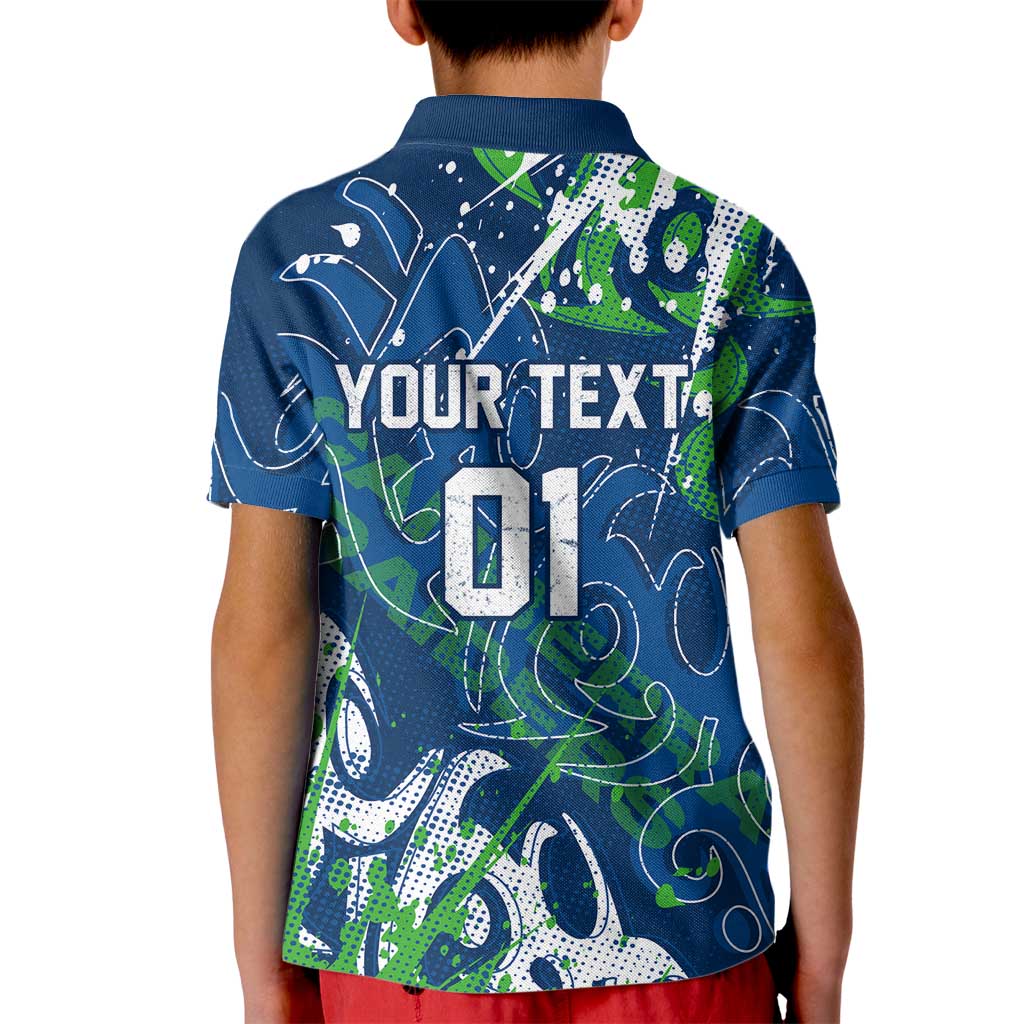 Personalized Canberra Raiders Rugby Kid Polo Shirt Urban Street Graffiti Style - Distressed Splatter Elements
