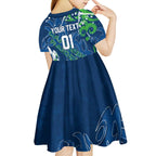 Personalized Canberra Raiders Rugby Kid Short Sleeve Dress Urban Street Graffiti Style - Distressed Splatter Elements