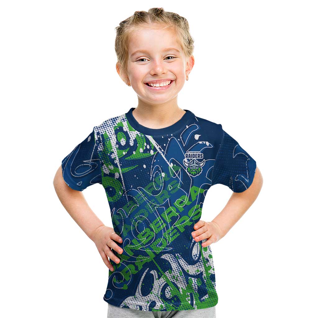 Personalized Canberra Raiders Rugby Kid T Shirt Urban Street Graffiti Style - Distressed Splatter Elements