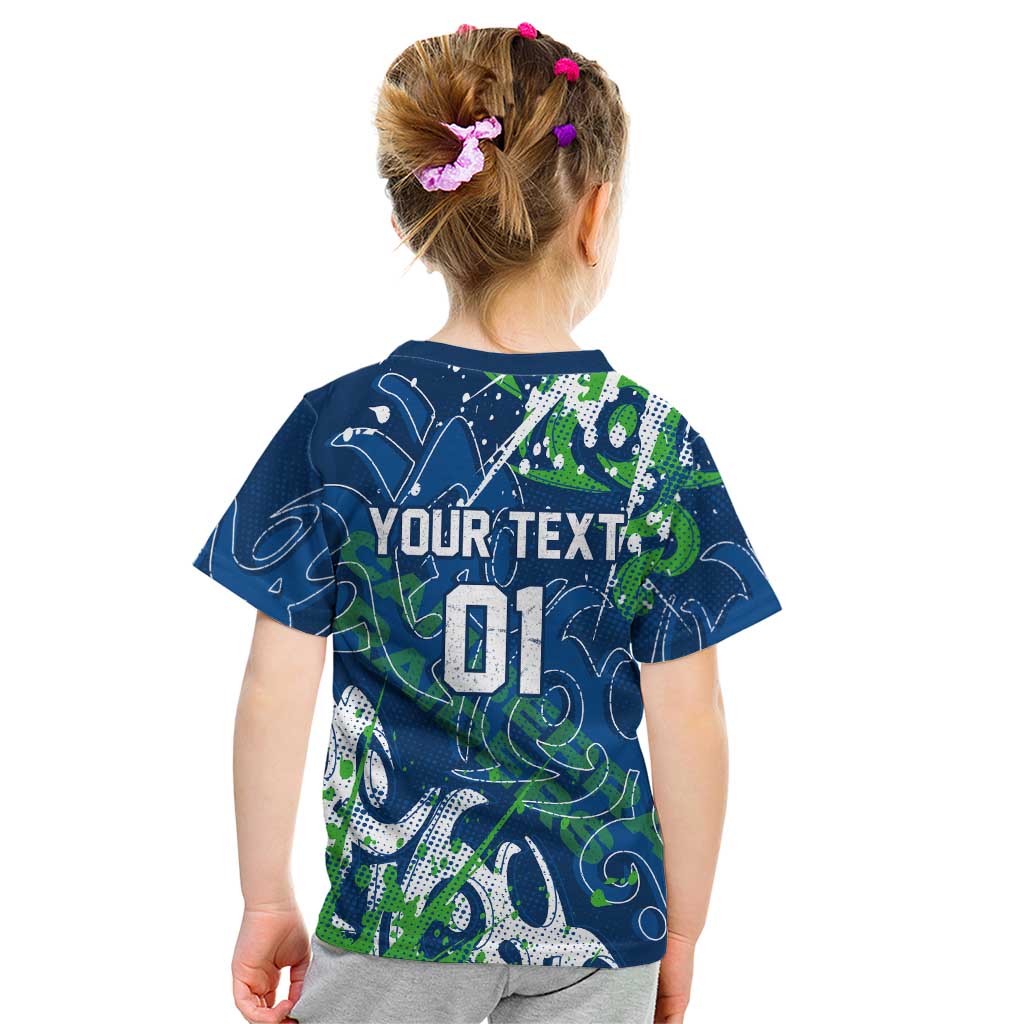 Personalized Canberra Raiders Rugby Kid T Shirt Urban Street Graffiti Style - Distressed Splatter Elements