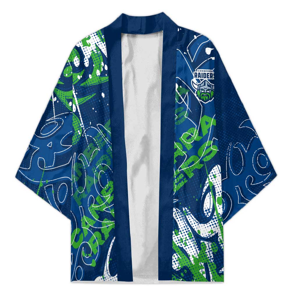 Personalized Canberra Raiders Rugby Kimono Urban Street Graffiti Style - Distressed Splatter Elements
