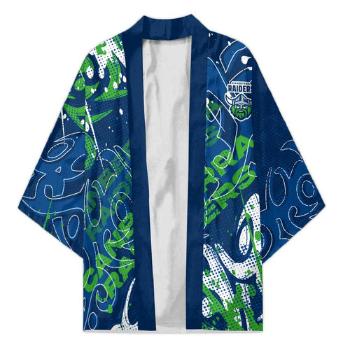 Personalized Canberra Raiders Rugby Kimono Urban Street Graffiti Style - Distressed Splatter Elements