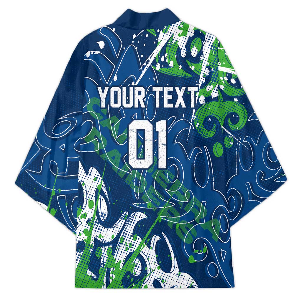 Personalized Canberra Raiders Rugby Kimono Urban Street Graffiti Style - Distressed Splatter Elements