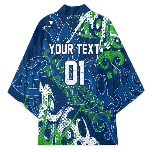 Personalized Canberra Raiders Rugby Kimono Urban Street Graffiti Style - Distressed Splatter Elements