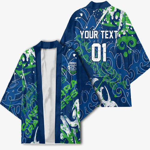 Personalized Canberra Raiders Rugby Kimono Urban Street Graffiti Style - Distressed Splatter Elements
