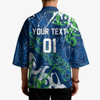 Personalized Canberra Raiders Rugby Kimono Urban Street Graffiti Style - Distressed Splatter Elements