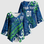 Personalized Canberra Raiders Rugby Kimono Sleeve Blouse Urban Street Graffiti Style - Distressed Splatter Elements